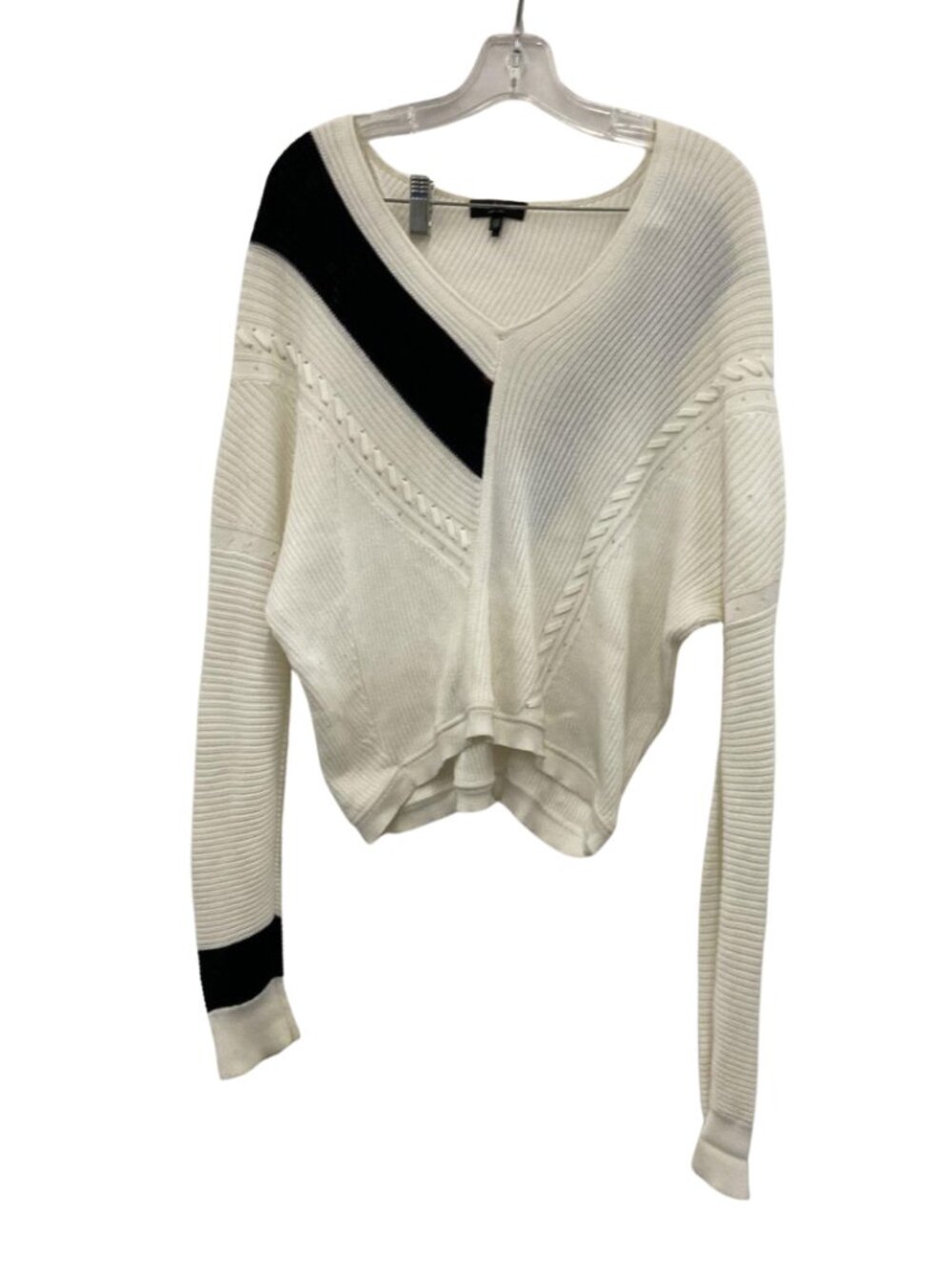 Rag & Bone Black & White Rib Knit Sweater Size XS Oversized mercerized cotton - Picture 2 of 5